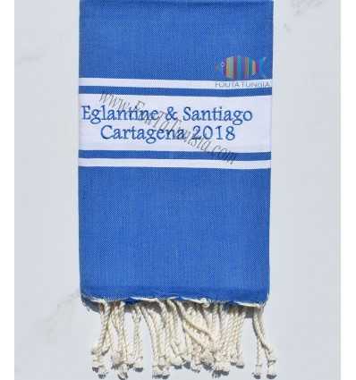 Fouta bleu brodée cartagena 2018