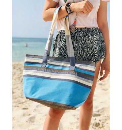 Strandtasche Strandtuch 5 farben blauer Himmel, weiße, graue, orange, braune und blaue Jeans