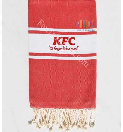 Fouta plate rouge brodée KFC